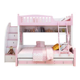 子母床女孩 高低床公主床母子床组合床双层床上下床 粉色儿童
