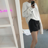 夏装新款韩版女装大码宽松显瘦字母学生长袖t恤女圆领打底衫上衣