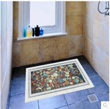 可移除鹅卵石3D仿真逼真墙贴纸 卫生间浴室地面瓷砖防水装饰贴画