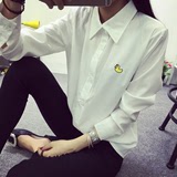 秋装新款韩版修身纯棉白衬衫女长袖学院风学生打底衬衣潮春款上衣