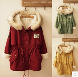 2016韩版工装棉衣加厚保暖加绒羊羔毛连帽中长款棉服大码女装外套