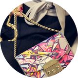 top2016夏新款女包个性涂鸦包包卡通时尚印花小方包链条锁扣单肩
