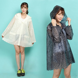 徒步雨衣 韩国日本时尚款 成人超仙女式户外旅游透明薄款蕾丝雨衣