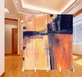 现代时尚实木屏风隔断中式欧式家具折叠抽象油画直销客厅办公酒店