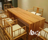 新中式茶桌茶椅会议桌餐桌椅老榆木免漆中式茶楼会所家具原木