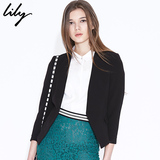Lily2016夏新款女装商务休闲收腰纯色单粒扣西装外套116210C2115