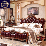 悦享人生 欧式床 美式真皮床 法式实木双人床1.8米橡木床卧室婚床