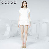 【有S码】CCDD2016夏装新款专柜正品女欧根纱花上衣+短裤两件套装