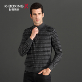 K-boxing/劲霸长袖T恤 男士秋装立领针织休闲服正品|FTXX3071