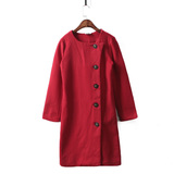高品质好货 2015冬装女 纯色修身保暖中长款羊毛呢外套C窗13-212