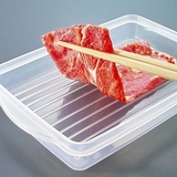 日本进口厨房塑料密封保鲜盒长方形冰箱虾肉收纳盒微波炉保鲜饭盒