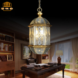 欧式古典玻璃艺术铜灯巴洛克铜质吊灯别墅会所过道梯间装饰灯具