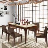 马氏皇庭全实木餐桌 现代大理石餐桌椅组合 小户型餐桌北欧水曲柳