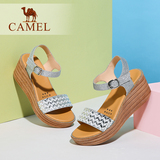 Camel骆驼女鞋 夏季坡跟甜美鞋子 水钻防水台高跟凉鞋女