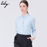 Lily丽丽2015春季新款女装欧美通勤纯色长袖直筒衬衫 115140H4103