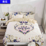 4件全棉床上用品四件套纯棉斜纹床单被罩大版古典素雅花型1.8青花