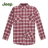 Jeep长袖衬衫旗舰店专柜正品纯棉格子男士长袖衬衫法兰绒男式衬衣