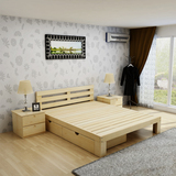 楚秀实木双人床1.5 1.8米大床松木儿童床1米单人床1.2米简易木床