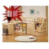 踏步儿童床/单人床/带电脑桌儿童床滑梯床实木床儿童家具套房组合