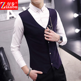青少年长袖衬衫男士韩版修身假两件衬衣外套男装学生潮流马甲寸衫