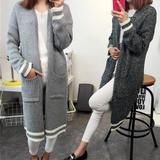 2016春秋新款韩版女装超长款羊毛衫开衫外套修身大码毛衣针织上衣