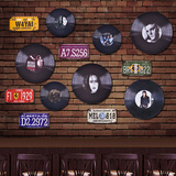 复古黑胶唱片木板画墙面软装饰品挂件创意咖啡厅酒吧KTV个性壁挂
