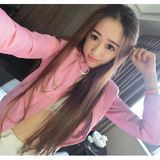 2015秋装新款个性PU皮衣韩版显瘦女式长袖水洗皮外套粉色立领上衣