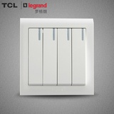 TCL罗格朗开关面板86型墙壁开关插座面板K5白色系列四开双控