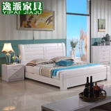 水曲柳床实木床1.8米单双人床储物床1.5米高箱床白色婚床中式家具