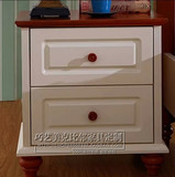 田园床头柜 实木储物柜地中海风格床头柜简约双抽床头柜可定制