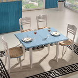 可伸缩 韩式田园白色烤漆 实木餐桌椅组合 折叠餐桌 小户型饭桌子