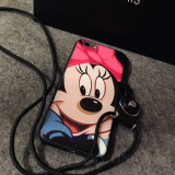 迪士尼米妮iphone6卡通手机壳 苹果6plus挂绳保护套 5S外壳全包软