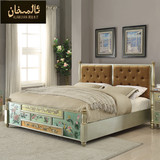阿拉木汗美式全实木床橡木床1.8米双人床简易实木床儲物床新款