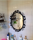 高档欧式铁艺浴室镜化妆镜椭圆形卫浴镜子壁挂悬挂镜子创意镜包邮