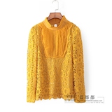ML冬装专柜正品女装黄色纯色套头单件打底简约修身蕾丝衫 08360