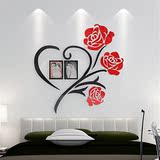 爱心玫瑰3d水晶立体亚克力墙贴客厅卧室沙发电视背景墙