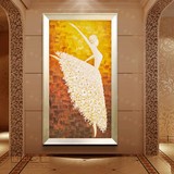 现代简约玄关画竖版走廊过道装饰画欧式立体挂画手绘芭蕾舞油画26