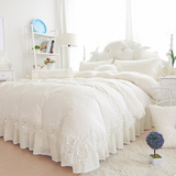 韩版蕾丝花边纯棉床裙四件套全棉1.8米床白色被套公主风床上用品