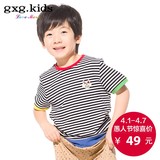 gxg.kids童装男童T恤短袖2015夏季中大童t恤短袖条纹新款A3244336