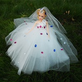 白雪公主芭比婚纱娃娃新娘可儿公主时尚拖尾礼服摆件生日礼物包邮