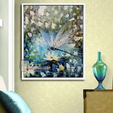 宣艺纯手绘油画 现代家居客厅玄关有框装饰挂画 动物蜻蜓实物图