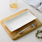 弦乐横纹长方盘-纯白陶瓷欧式浮雕寿司碟子 创意细纹酒店餐具菜盘