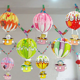 新年元宵节日灯笼 气球小熊纸灯笼挂饰幼儿园教室走廊装扮