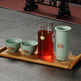 功夫茶具套装 车载旅行茶具 陶瓷玻璃普洱红茶茶具 汝窑茶壶过滤