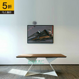 美式时尚铁艺实木电脑桌创意简约台式桌家用会议办公桌写字桌书桌