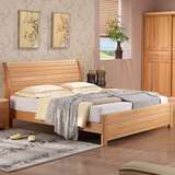 进口榉木床实木床双人床1.5米1.8米大床婚床 简约现代家具 838#