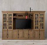 RH美式乡村复古电视柜欧式实木客厅卧室简约组合大书柜酒柜展示柜