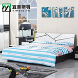 简约现代板式床气动储物床床1.2.1.5米.1.8高箱床家具双人床
