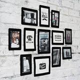 yty新款创意纸质照片墙粘贴式 5寸黑色复古串串卡麻绳夹子相框墙