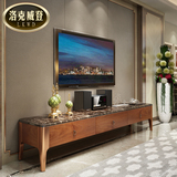 LKWD 电视柜简约 现代不锈钢实木纹电视墙组合机柜 大理石电视柜